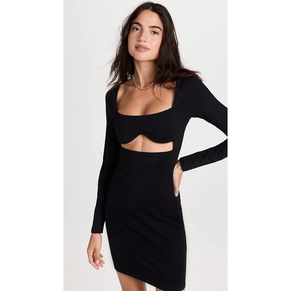 Susana Monaco NWT Reverse Sweetheart Long-Sleeve Mini Dress Black Size Large